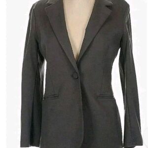 Mary Crafts Single Button Blazer Jacket w/Stretch Notched Collar Grey Wmn's Sz 8